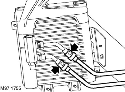 Обдуваемый теплообменник охлаждения рабочей жидкости: автомобили с двигателем Td4 Freelander 1