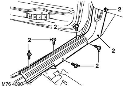 Передние водоотводные трубки вентиляционного люка в крыше 5-дверного автомобиля Freelander 1