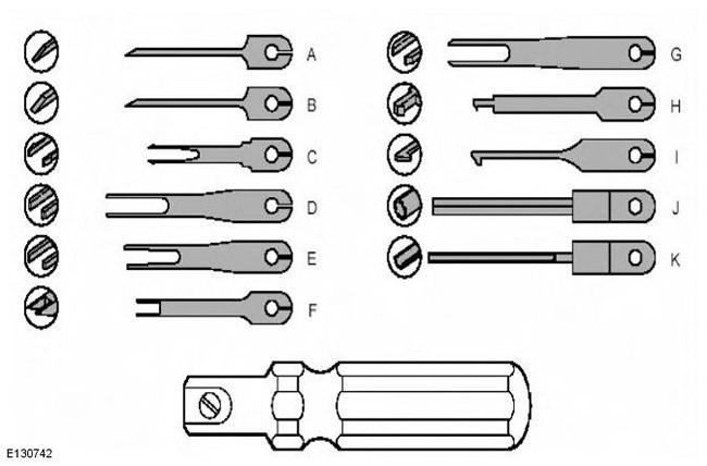 Рукоятка и наконечники инструмента для извлечения контактов Freelander 2