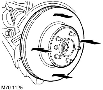 Проверка износа и биений тормозного диска передних тормозов Range Rover 3